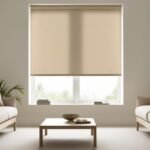 Sala de estar con ventana chica y Persiana enrollable traslucida