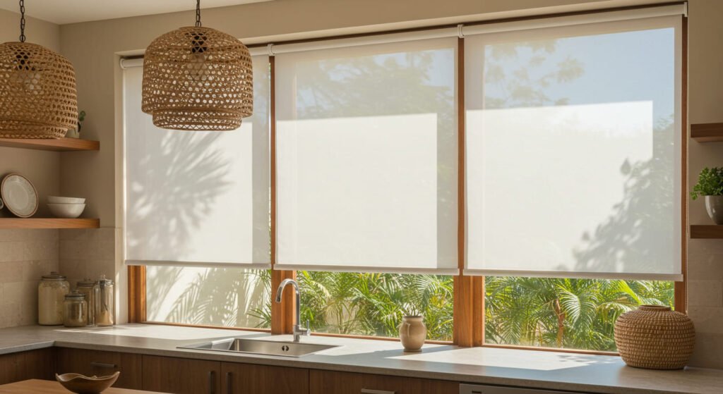 Enrollables screen en cocina estilo boho