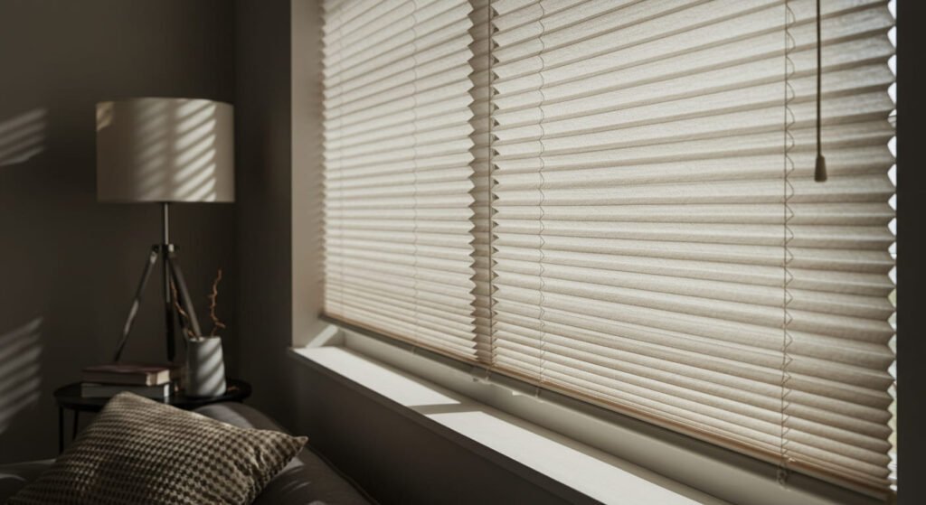 Persianas plisadas gris medio