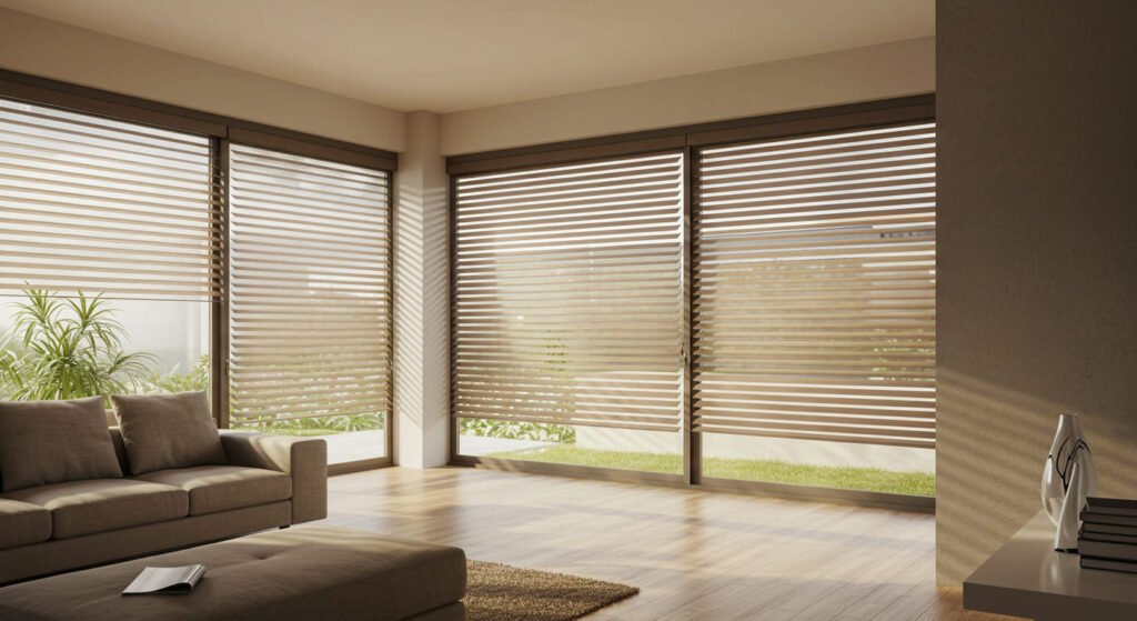 Sala de estar con persianas Shangri-la