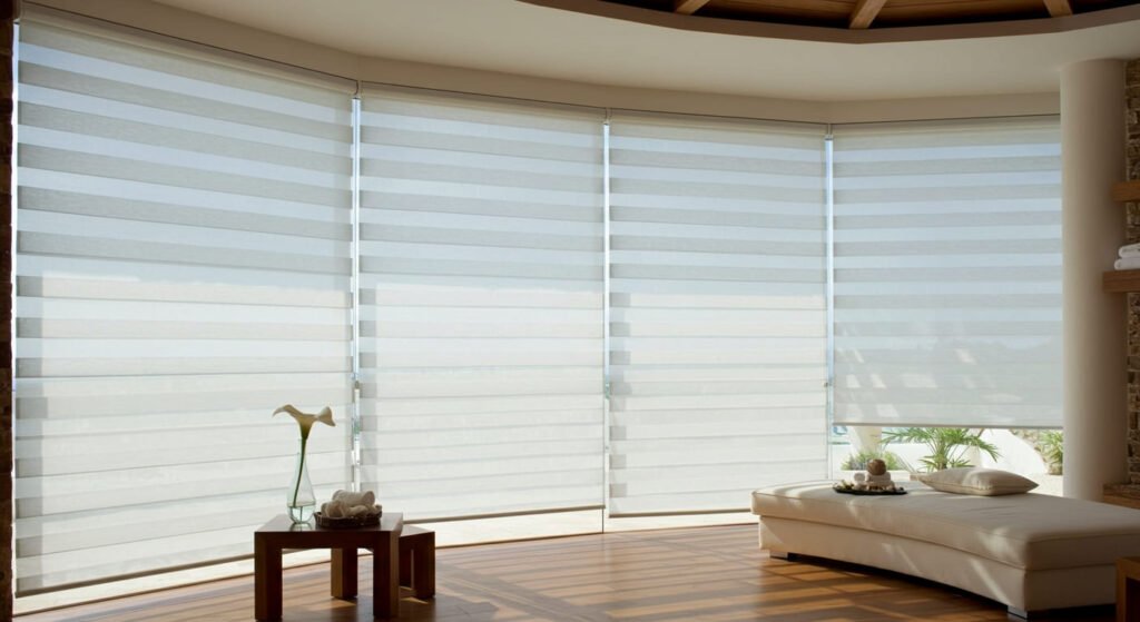Sala de un Spa con persianas sheer elegance
