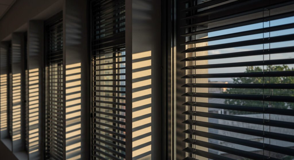 Ventanas con persianas venecianas de aluminio
